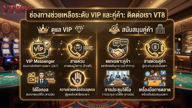 การดูแลระดับ VIP และพาร์ทเนอร์ผ่านระบบ ติดต่อเรา VT8