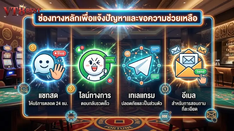 ช่องทางหลักในการแจ้งปัญหาและขอความช่วยเหลือ vt8
